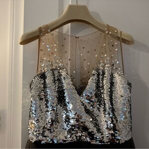 Sachin + Babi Silver Sequin Gown